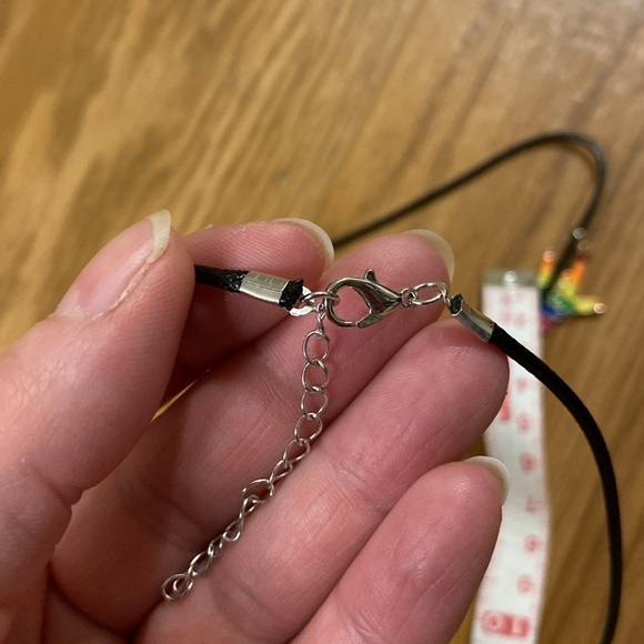 Rainbow "I Love You" Hand Symbol Enamel Pendant Necklace Pride Flag LGBTQ Unisex - Picture 7 of 7